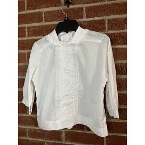Vintage Girls Carol Evans Lace Blouse White 14